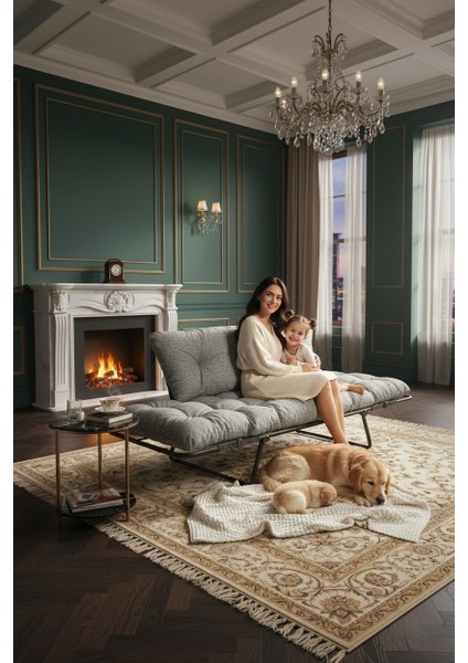 Medusa Collection Yatak Olabilen Mekanizmalı Ikili Kanepe | Kolları Açılan Katlanır Yataklı Koltuk – Keten Gri modelleri