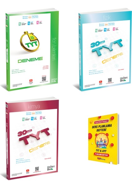 345 Tyt 2026 Fen Bilimleri Fizik ve Kimya Denemeleri 3lü Set + Planlama Defteri