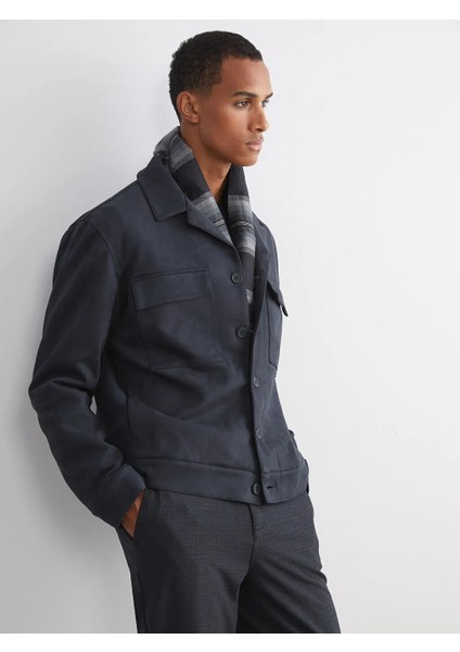 Lcw Vision Antrasit Standart Kalıp Gömlek Yaka Süet Erkek Mont