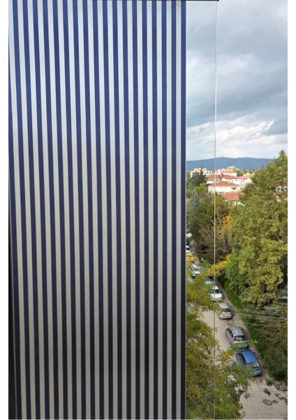 Statik Cam Filmi Lacivert Çizgi Desenli Folyo – Duşa Kabin, Pencere ve Ofis Dekorasyon Folyosu