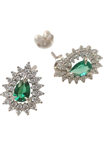 Yeşil Damla Taşlı Küpe 14 Ayar Altın Hd Videolu