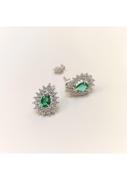 Yeşil Damla Taşlı Küpe 14 Ayar Altın Hd Videolu modelleri