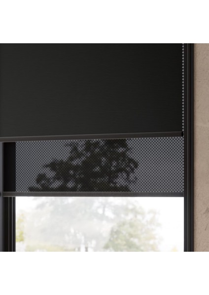 Sunscreen Çiftli Sistem Blackout Stor Perde (Screen+ Blackout Stor) Alüminyum Kasalı Yüksek Kaliteli - Siyah BLACKOUTV05/SCREENV35 fırsatları