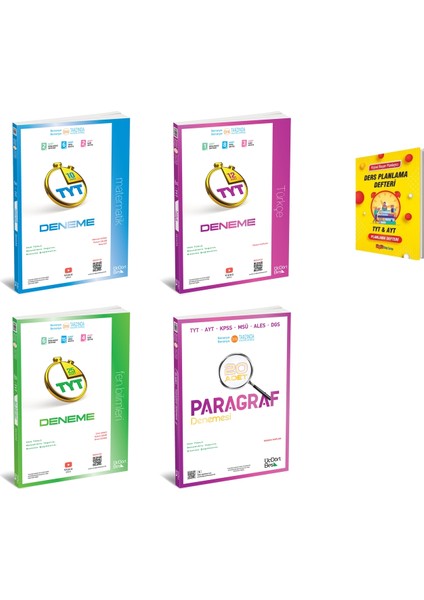 345 Tyt 2026 Matematik Türkçe Fen ve Paragraf 4lü Deneme Seti + Planlama Defteri