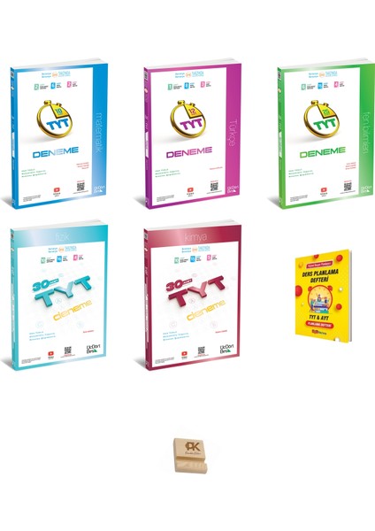 345 Tyt 2026 Matematik Türkçe Fen Fizik ve Kimya Denemeleri 5li Set +Telefon Standı Planlama Defteri