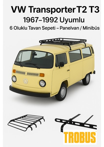 Vw Transporter T2 T3 1967-1992 Uyumlu 6 Oluklu Tavan Sepeti - Panelvan / Minibüs