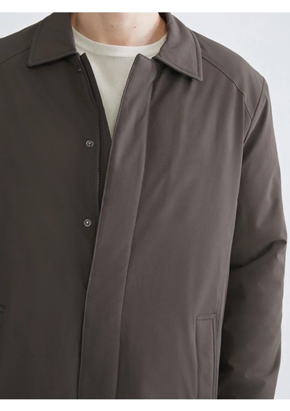 Lcwaıkıkı Classic Haki Standart Kalıp Gömlek Yaka Erkek Mont modelleri