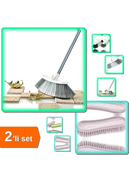 Maxi Oto Yıkama Fırçası Saplı 120 cm + Temizlik ve Halı Temizlik Fırçası - 2li Set P1G8P8