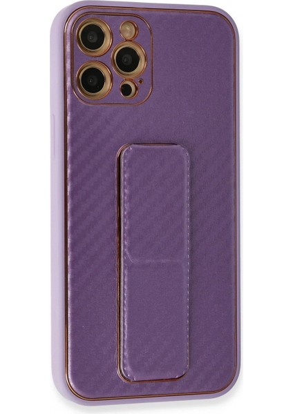Ieg iPhone 12 Pro Kılıf Coco Karbon Standlı Kapak - Mor fiyatları