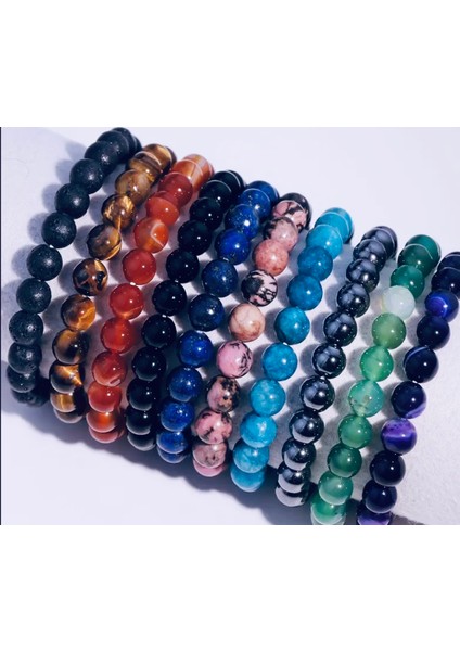 10 Adet Doğaltaşlı 6 mm Doğaltaşlı Bileklik .