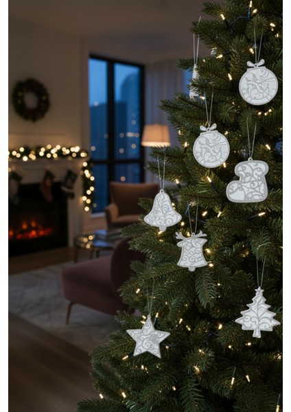 8 Modelli Taş Yılbaşı Ağacı Süsü, Yılbaşı Hediyesi, Yeni Yıl Süsü