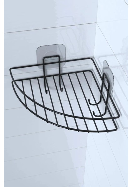 Buffer® Yapışkanlı Banyo Köşeliği Kancalı Köşe Rafı Duş Şampuanlık Duvar Düzenleyici Organizer Raf