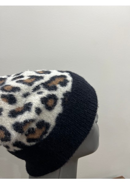 Kadın Yumuşacık Leopar Desenli Akrilik Kumaş Saçaklı Tüylü Bere – Sıcak Tutucu Kışlık Şapka fırsatları