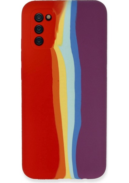 Ieg Samsung Galaxy A03S Kılıf Ebruli Lansman Silikon - Kırmızı-Mor
