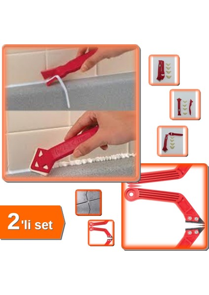 6 Parça Silikon Sökme ve Çekme + Sökme ve Temizleme Aparatı - 2li Set A0Q3L4