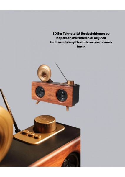 Ieg Nostaljik Gramofon Bluetooth Hoparlör – Fm Radyo + USB + Sd Kart Destekli fırsatları