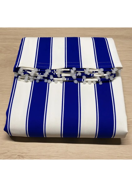 Mavi Beyaz Su Geçirmez Halkalı Bağcıklı Balkon Perdesi Branda indirimleri