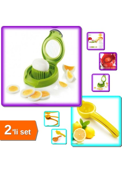 Peynir Domates Yumurta Dilimleyici + Limon Sıkacağı - Limonatör Plastik - 2li Set N9P4D7