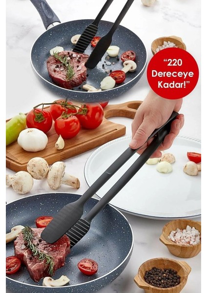 Dayanıklı Yapışmaz Plastik Izgara Maşası 30 cm + 2 Adet Sevimli Pilav ve Helva Kalıbı - 2li Set Z8U0 fiyatları