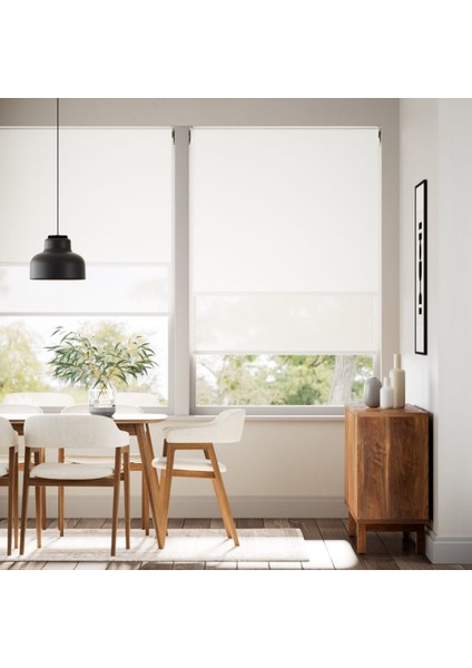 Sunscreen Çiftli Sistem Blackout Stor Perde (Screen+ Blackout Stor) Alüminyum Kasalı Yüksek Kaliteli - Beyaz BLACKOUTV01/SCREENV140