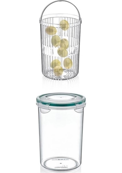 Buffer® Zeytin Turşu Sebze Yıkama Kutusu Klipsli Kapaklı Saklama Kabı