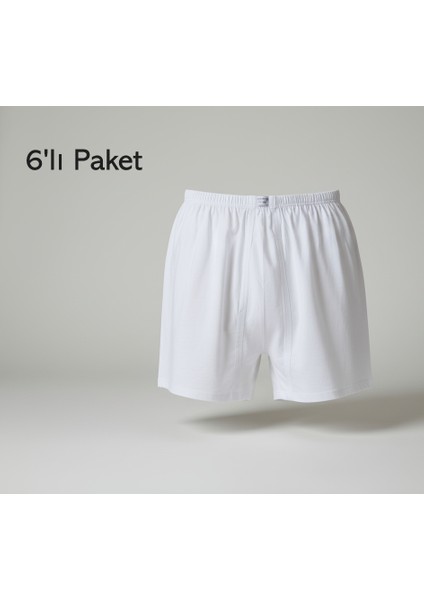 Battal Büyük Beden Erkek Arjantin Paçalı Külot 6'lı Paket Pamuklu Cotton Beyaz