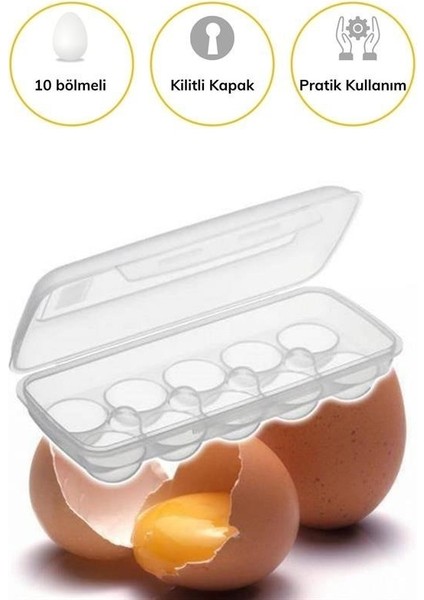 Buffer® 10 Bölmeli Kilitli Kapaklı Yumurtalık Saklama Kutusu YU110