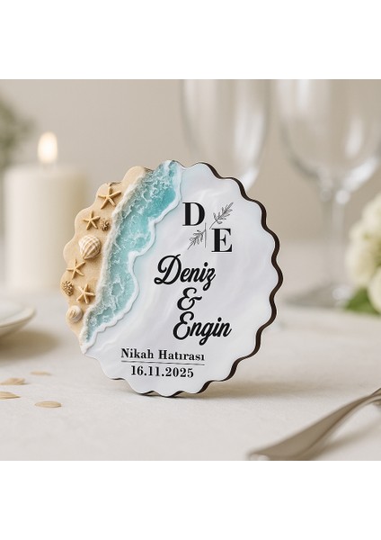 50 Adet Epoksi Deniz Dalgası Görünümlü Ahşap Magnet - Kişiye Özel Nikah & Düğün Hediyeliği fırsatları