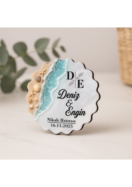 50 Adet Epoksi Deniz Dalgası Görünümlü Ahşap Magnet - Kişiye Özel Nikah & Düğün Hediyeliği indirimleri