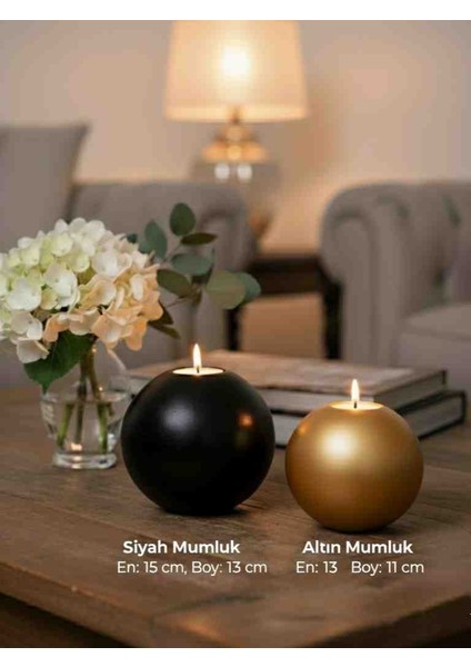 Dekoratif Siyah ve Gold Renkli 2'li Küçük ve Büyük Ev ,ofis Hediyelik Modern Dekorasyon Obje Seti(Tealight Mumlar Dahildir.ürünler El Boyamasıdır) modelleri