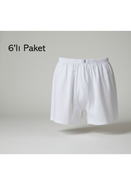 Erkek Arjantin Paçalı Külot 6'lı Paket Pamuklu Cotton Beyaz