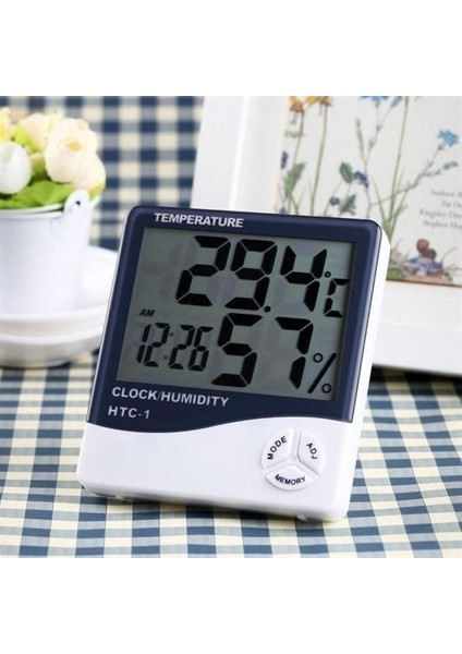 Buffer® Bebek Odası Masaüstü Dijital Termometre Nem Ölçer Higrometre Saat