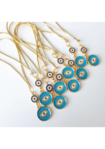 Yaldizli Açik Mavi Metal Yuvarlak Nazar Boncuklu Araba Ayna Süsü Araba Nazarlik Nazar Korumasi fırsatları