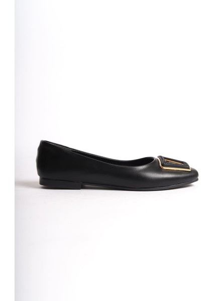 KAYLA Bağcıksız Ortopedik Rahat Taban Toka Detaylı Kadın Babet - Siyah