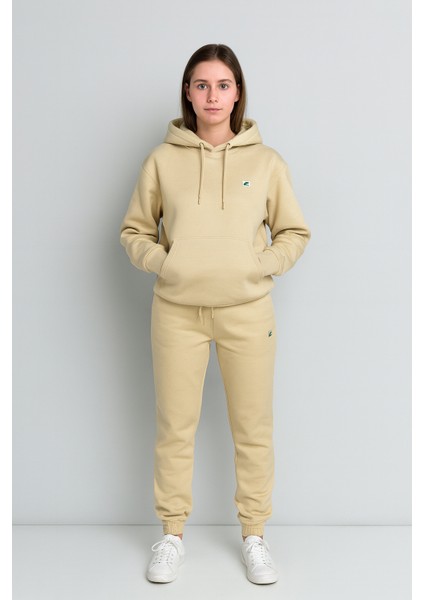 Unisex Oversize Kapüşonlu Eşofman Takımı – Bej Renk, Yumuşak Kumaş, Rahat Kalıp, Spor & Günlük Kullanım” modelleri
