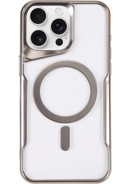 iPhone 14 Pro Max Kılıf Boyi Magsafe Silikon Kapak - Gümüş