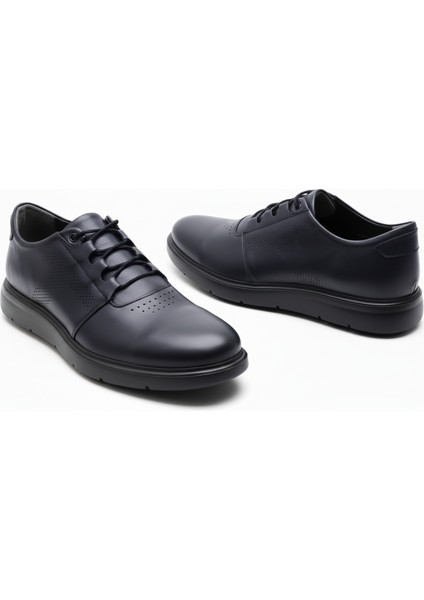 GR0428 Hakiki Deri Topuksuz Günlük Akıllı Bağcık Hafif Eva Taban Delikli Casual Ayakkabı