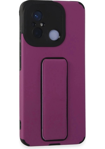 Xiaomi Redmi 12C Kılıf Mega Standlı Silikon - Mor
