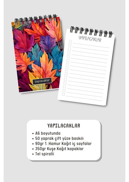 Yapılacaklar Listesi A6 Defter, Esnek Karton Kapaklı, Mini Defter modelleri