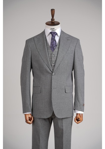 Modern ve Şık Yelekli Erkek Takım Elbise - Slim Fit Viskon KARIŞIMLI-KAW1001S
