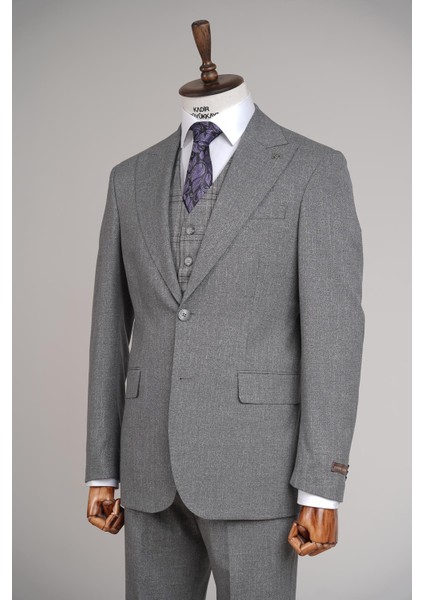 Modern ve Şık Yelekli Erkek Takım Elbise - Slim Fit Viskon KARIŞIMLI-KAW1001S fiyatları