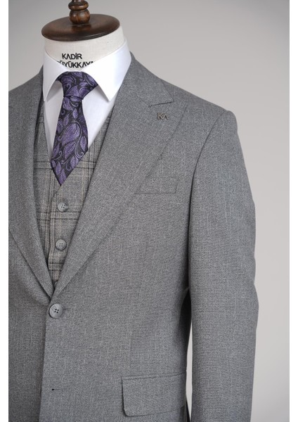 Modern ve Şık Yelekli Erkek Takım Elbise - Slim Fit Viskon KARIŞIMLI-KAW1001S modelleri