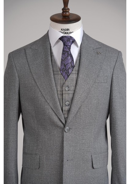 Modern ve Şık Yelekli Erkek Takım Elbise - Slim Fit Viskon KARIŞIMLI-KAW1001S indirimleri