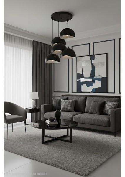 Beton Görünümlü Iskandinav &bohem Tarz 5’li Sarkıt Şık Avize (Ampul Hediyeli)