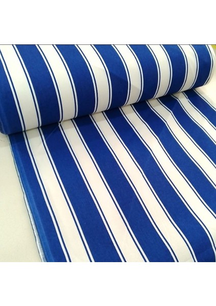 Mavi Beyaz Su Geçirmez Halkalı Bağcıklı Balkon Perdesi Branda