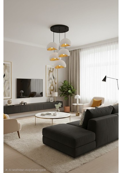 Beton Görünümlü Iskandinav &bohem Tarz 5’li Sarkıt Şık Avize (Ampul Hediyeli)