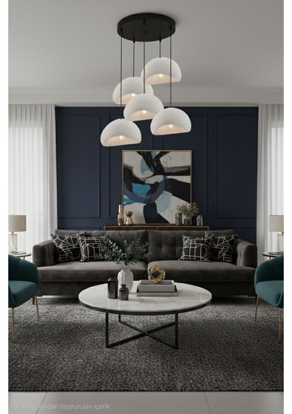 Beton Görünümlü Iskandinav &bohem Tarz 5’li Sarkıt Şık Avize (Ampul Hediyeli) modelleri