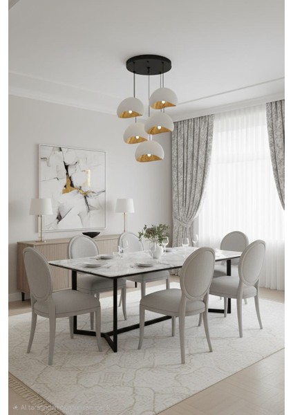 Beton Görünümlü Iskandinav &bohem Tarz 5’li Sarkıt Şık Avize (Ampul Hediyeli) indirimleri