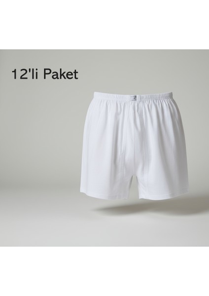 Erkek Arjantin Paçalı Külot 12'li Paket Pamuklu Cotton Beyaz