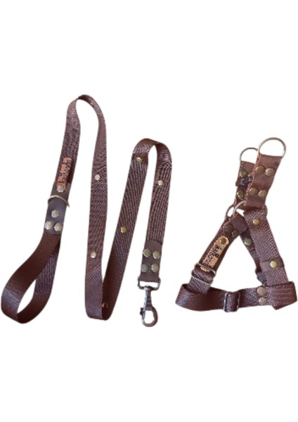 Köpek Göğüs Tasması Ayarlanabilir ve Gezdirme Kayışı Bedenli Set Takım Koyu Kahverengi fiyatları